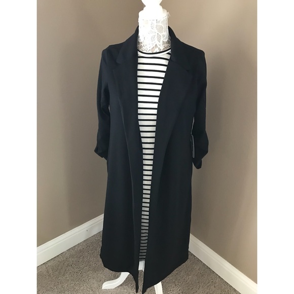 LAST SMALL Staple longline open jacket in black - Picture 5 of 6